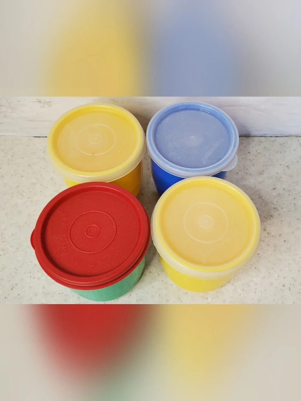 Vintage Tupperware Set of 4 7 oz Snack Cups w Lids Meal Prep Kids Lunch Containe